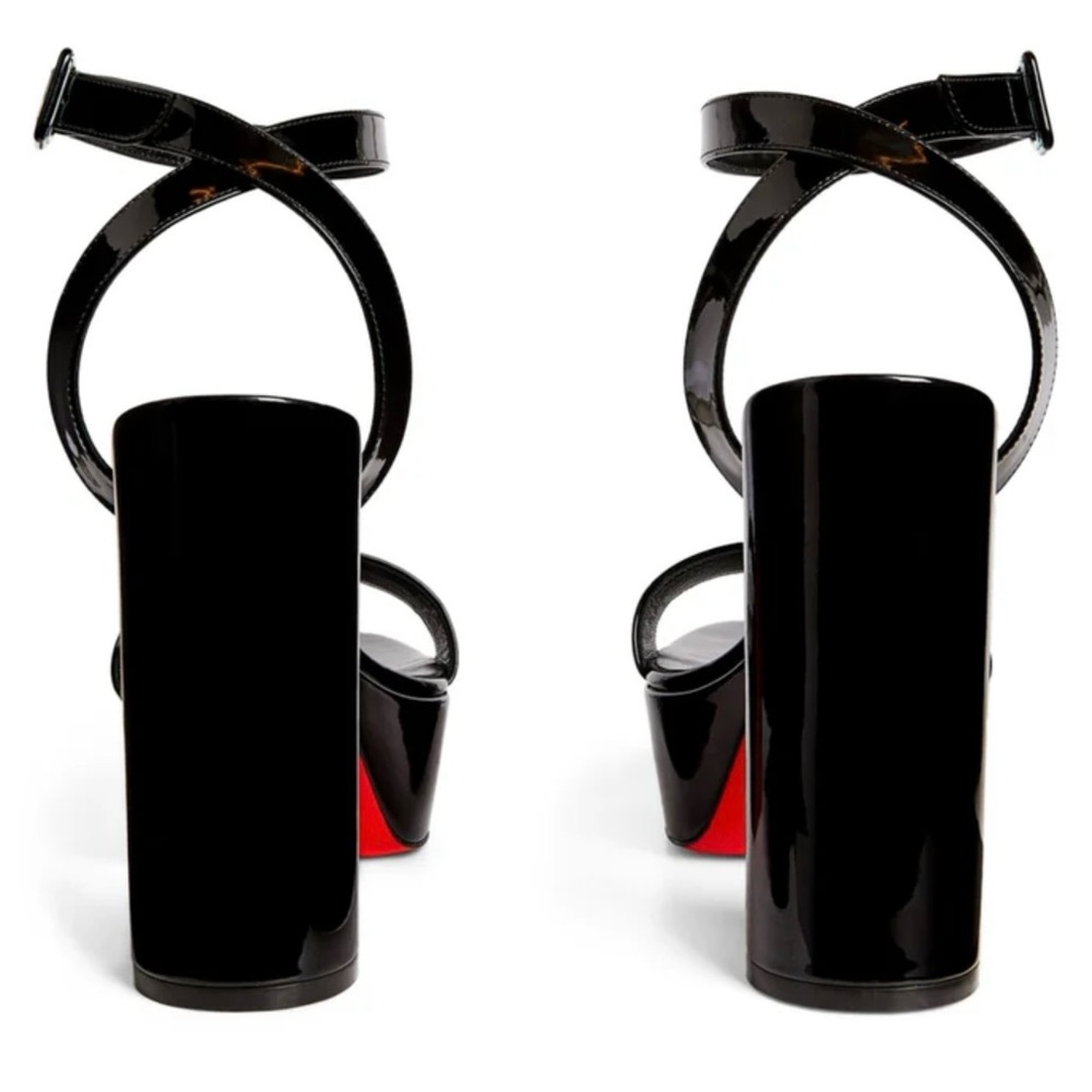 SOLD!Christian Louboutin Black Platform patent leather Heel Sandals - Picture 8 of 16